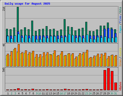 Daily usage for August 2025